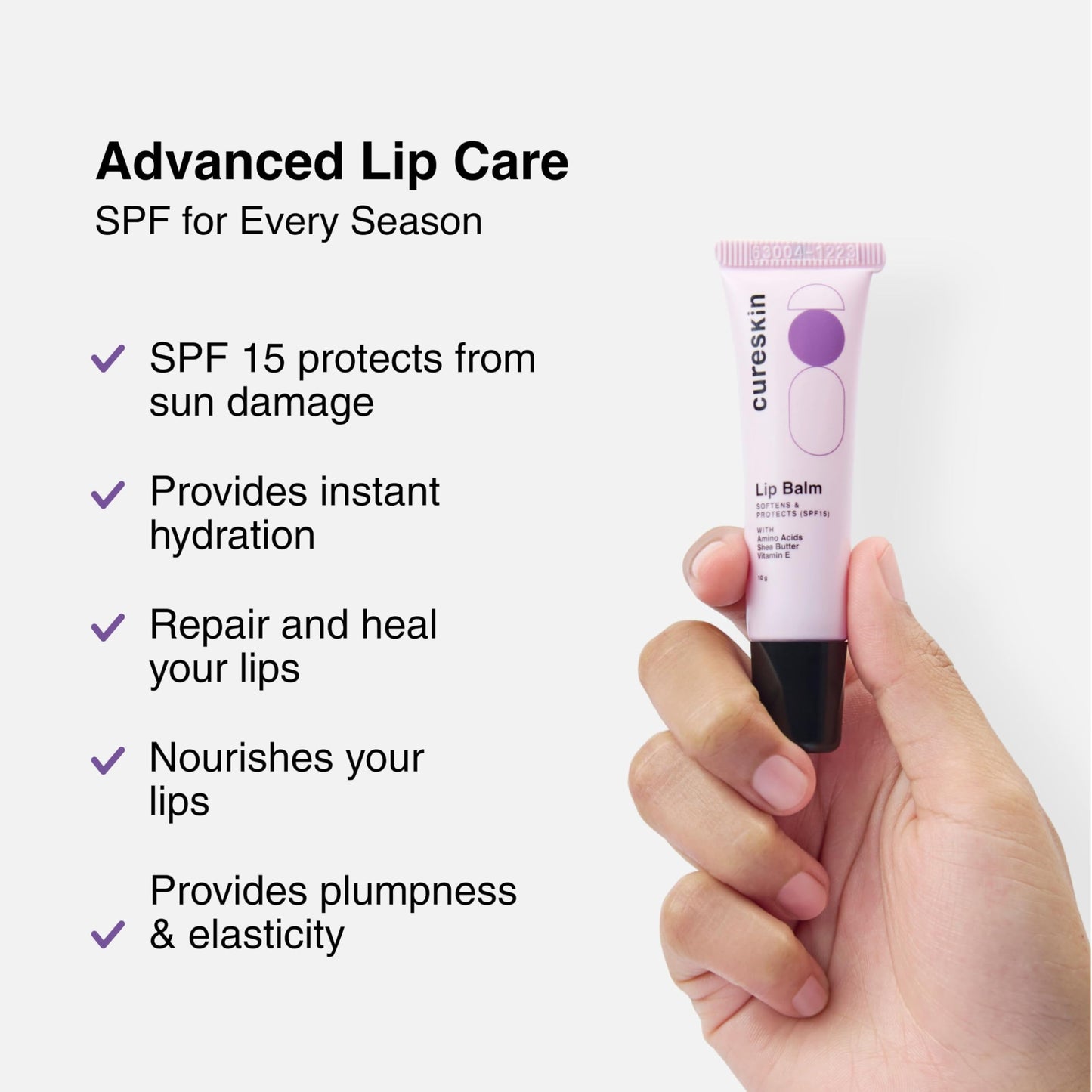 Cureskin Lip Balm with SPF 15, Amino Acids, Shea Butter and Vitamin E - Lip Care - SPF Lip Balm for Women and Men - Lip Lightening Balm for Dark Lips Beauty and Personal Care Cureskin
