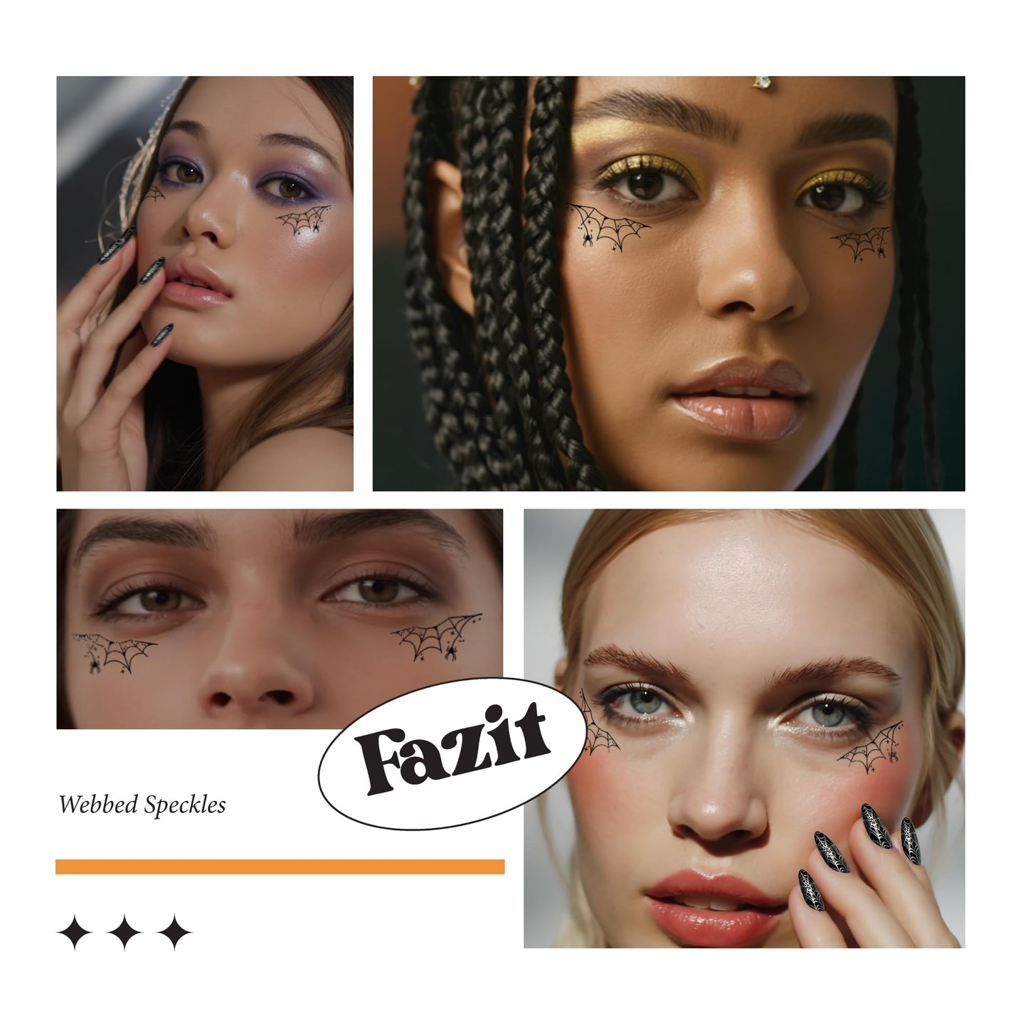 Fazit Makeup Patches - Halloween Webbed Speckles - Glow Up Make-Up Patches - Cute Glitter Makeup Accessories for Women - Cosmetic Glitter for Face Beauty & Personal Care Fazit
