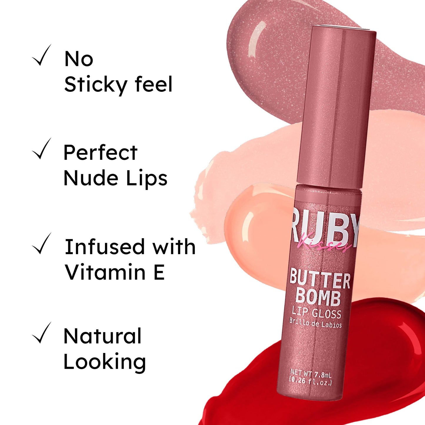 Ruby Kisses Butter Bomb Lip Gloss, High-Shine Non-Sticky Hydrating Plumping Beauty & Personal Care Ruby Kisses
