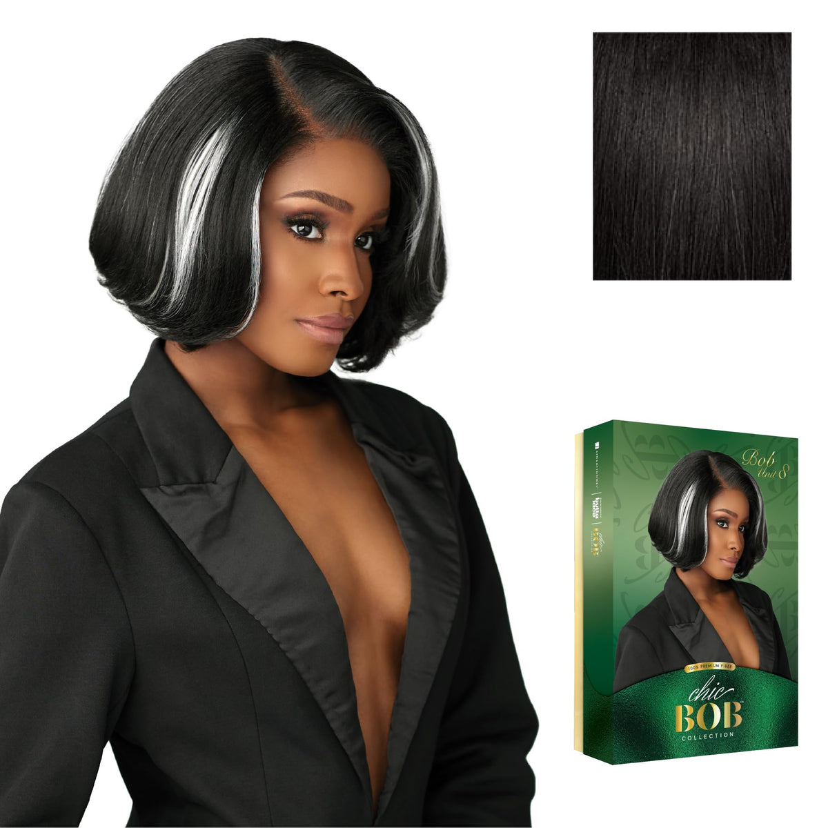 Sensationnel Chicbob Lace Frontwig-Bob Unit 8, 1B OFFBLACK