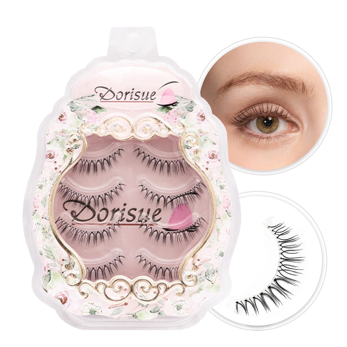 Dorisue Natural Volume False Eyelashes - Ultra Light Clear Band Lashes for Office Daily Wear, 4-10mm, 4 Pairs (E3) Beauty & Personal Care Dorisue