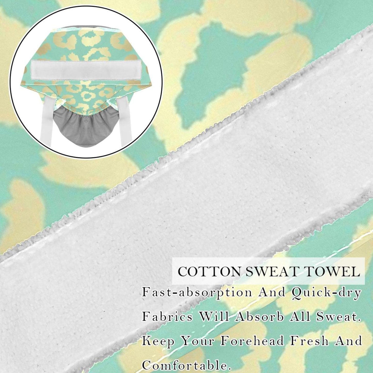Anna Cowper Women's Leopard Green Animal Print Bouffant Surgical Cap with Ponytail Pouch, Button, Sweatband, Adjustable Size Beauty and Personal Care Anna Cowper
