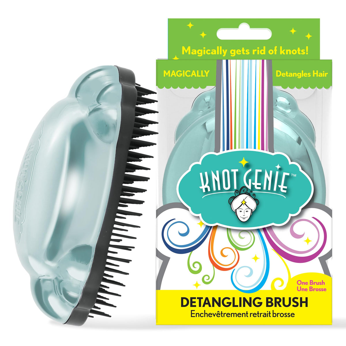 Knot Genie Detangling Hair Brush for Kids (Peaceful Powder) | Perfect Detangling Brush for Curly Hair, Gently Separate Tangles, Leaves Hair Smooth and