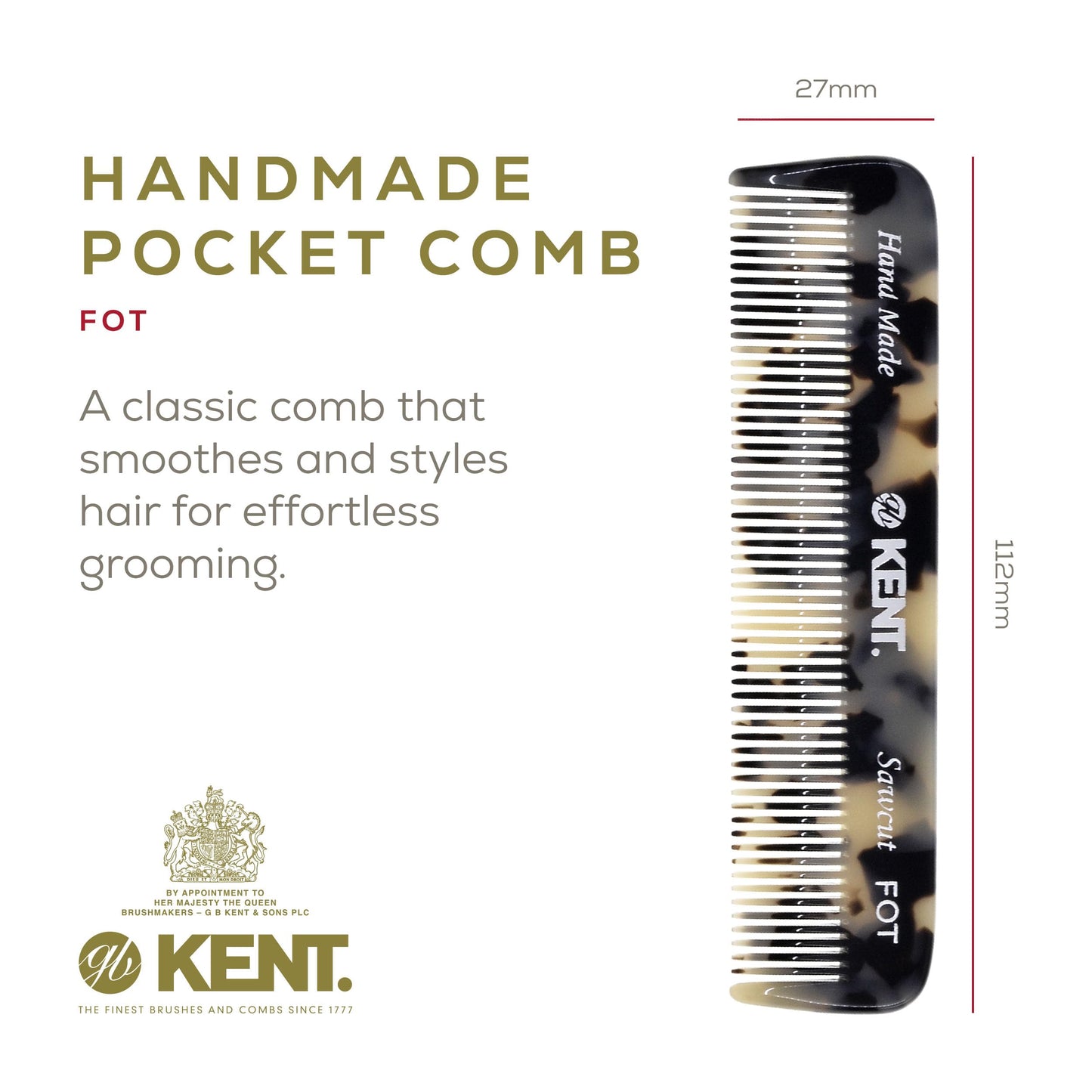 Kent FOT TW - 81T TW Beard Comb Set Pocket for Men - Pocket Combs Kit for Men for Travel and Home, Mustache Comb for Mens, Mini Beard Set for Mens Beauty and Personal Care KENT