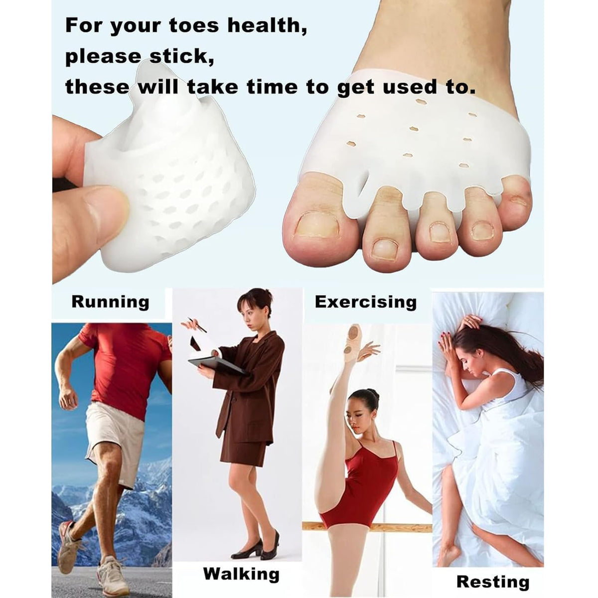 Silicone Toe Separators for Women & Men,Silicone Toe Separator,Toe Separators,Toe Separators for Women,Toe Spacers,4 Pairs, Ball of Foot Cushions