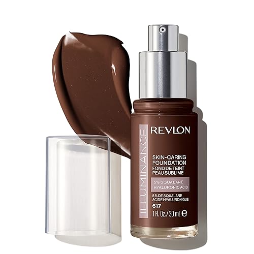 Revlon Illuminance Skin-Caring Liquid Foundation, Hyaluronic Acid, Hydrating and Nourishing Formula with Medium Coverage, 617 Ebony, 1 fl oz Beauty & Personal Care REVLON