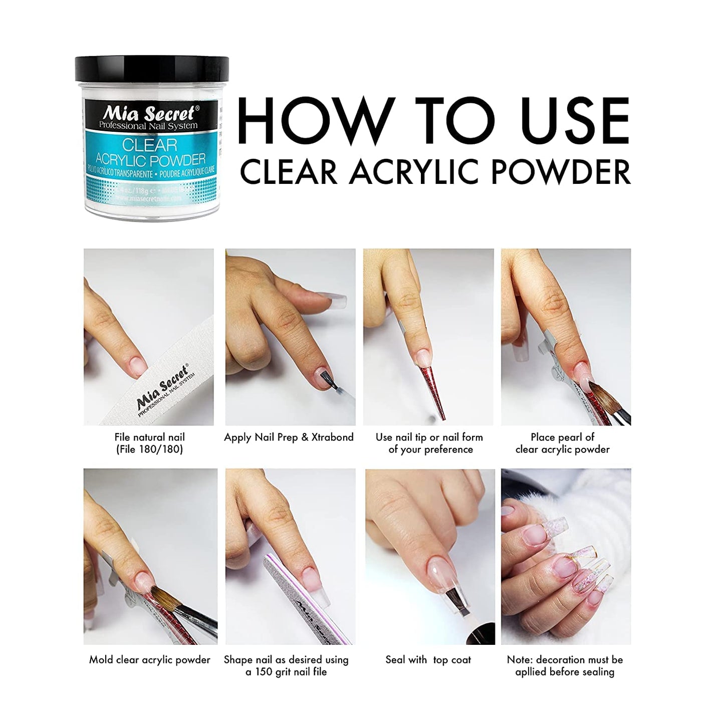 Clear Acrylic Powder by MIA SECRET Beauty & Personal Care Mia Secret