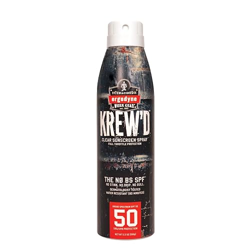 Ergodyne KREW’D 6353 Sunscreen Spray, Broad Spectrum SPF 50, Water Resistant, 5.5 oz Beauty & Personal Care Ergodyne