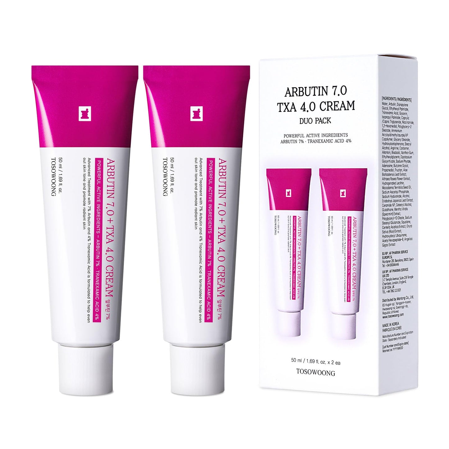 TOSOWOONG Arbutin 7% + Tranexamic Acid 4% Cream, 50ml, 1.69 fl.oz, Pack of 2 Beauty and Personal Care TOSOWOONG Default Title