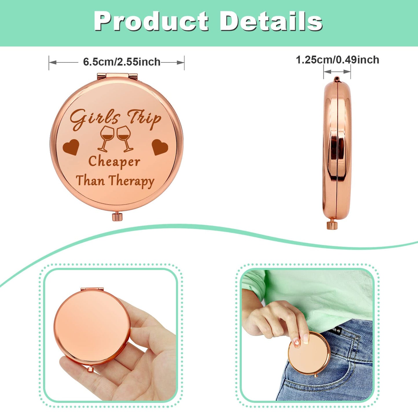 Girls Trip Gifts Weekend Gifts Trip Gift for Teens Bestie Daughter Travel Makeup Mirror for Best Friends Sister Girls Getaway Gift Friendship Compact Beauty & Personal Care Mwphuy