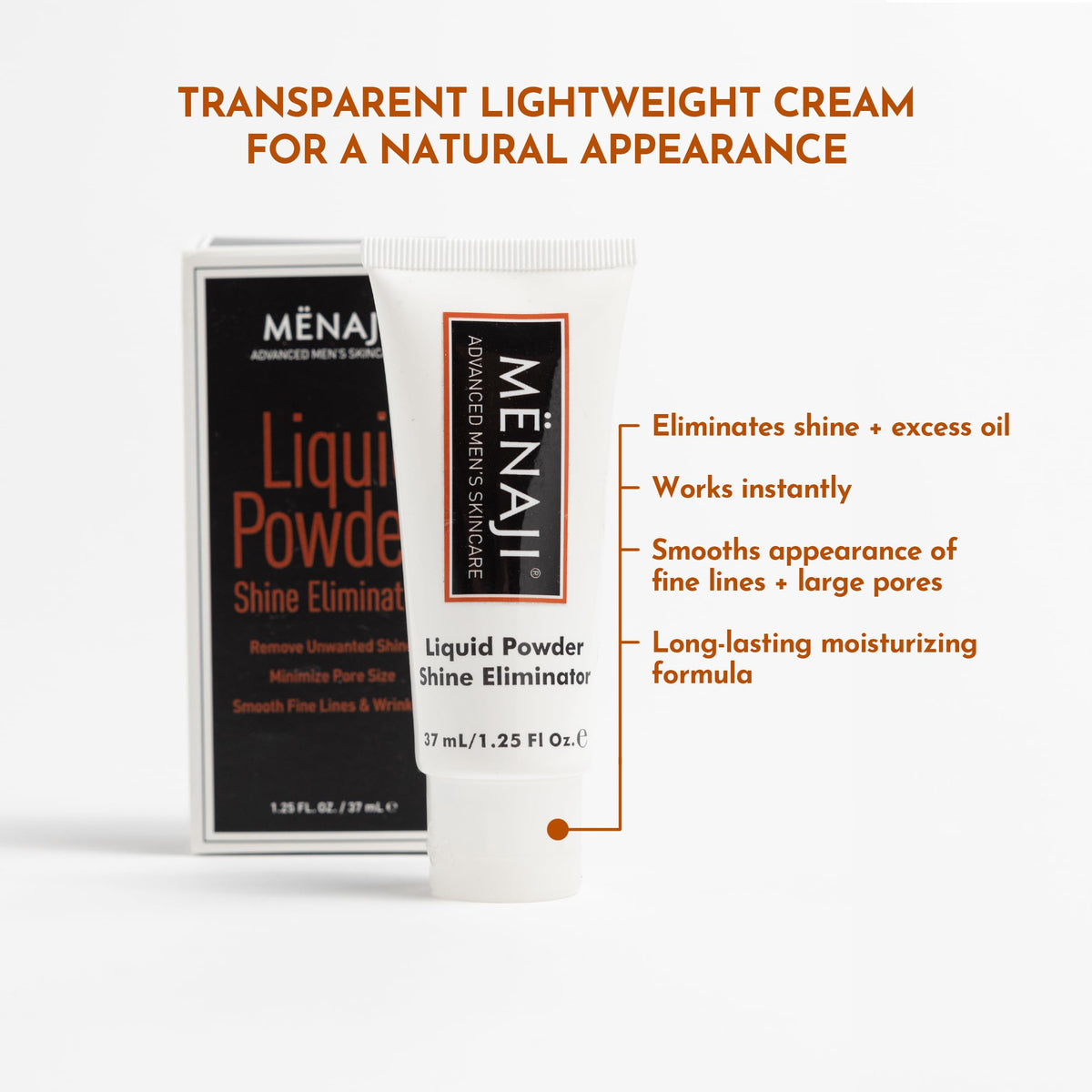 MËNAJI Liquid Powder Shine Eliminator- Moisturizer & Lightweight Liquid Primer Powder for Men - Mens Makeup- Transparent - 1.25 Oz Beauty & Personal Care Menaji