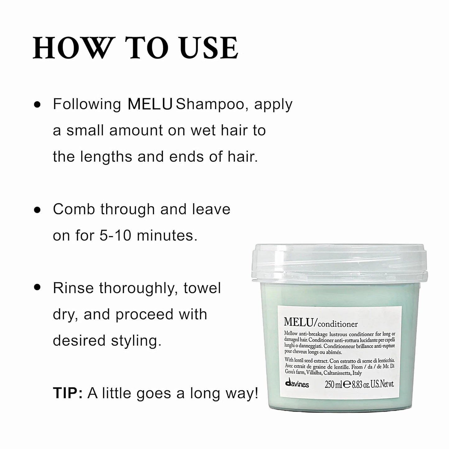 Davines MELU Conditioner | Anti-Breakage Conditioner for Long Hair and Damaged Hair | 8.83 fl oz Beauty & Personal Care Davines