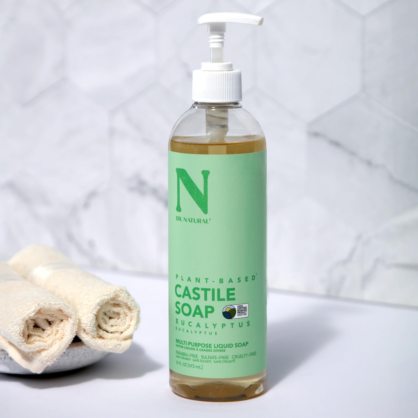 Dr. Natural Castile Liquid Soap - Multi-Use Body Wash, Shampoo and Face Wash - Hydrating Body Soap for Skin, Hair, Pets and Home - Eucalyptus - 16 oz Beauty & Personal Care Dr. Natural