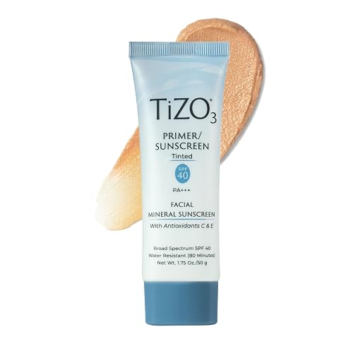 TiZO3 Facial Mineral Sunscreen and Primer, Tinted Broad Spectrum SPF 40 with Antioxidants, Sheer matte finish, Fragrance-Free, Oil-Free Beauty & Personal Care TIZO