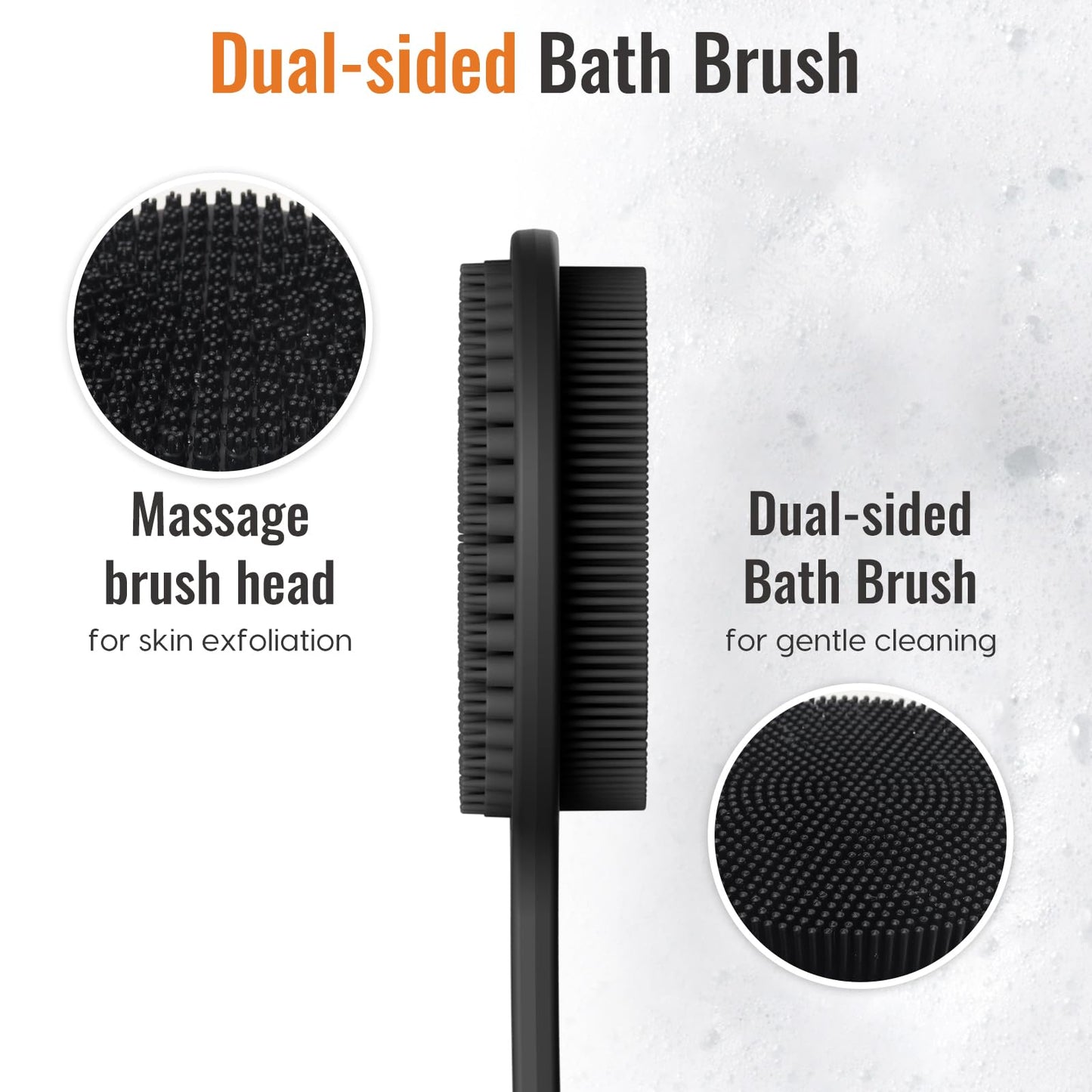 Silicone Back Scrubber for Shower, 17in Lengthen Long Handle Body Brush, Double Sided Shower Brush for Shower Exfoliating and Massage Can Produce Rich Beauty and Personal Care VWMYQ