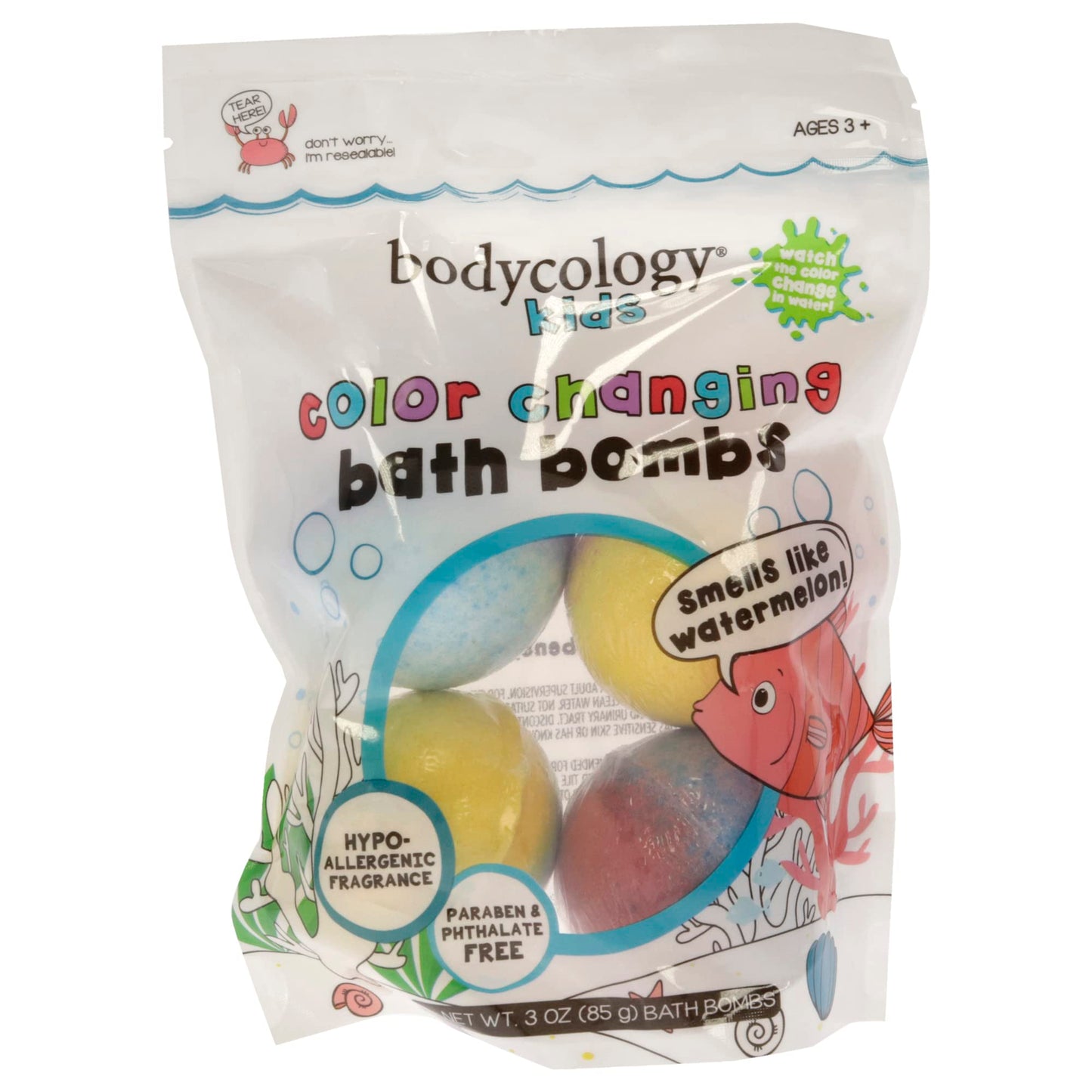 Bodycology Color Changing Bath Bombs - Watermelon Bath Bomb Kids 4 x 3 oz Beauty & Personal Care Bodycology