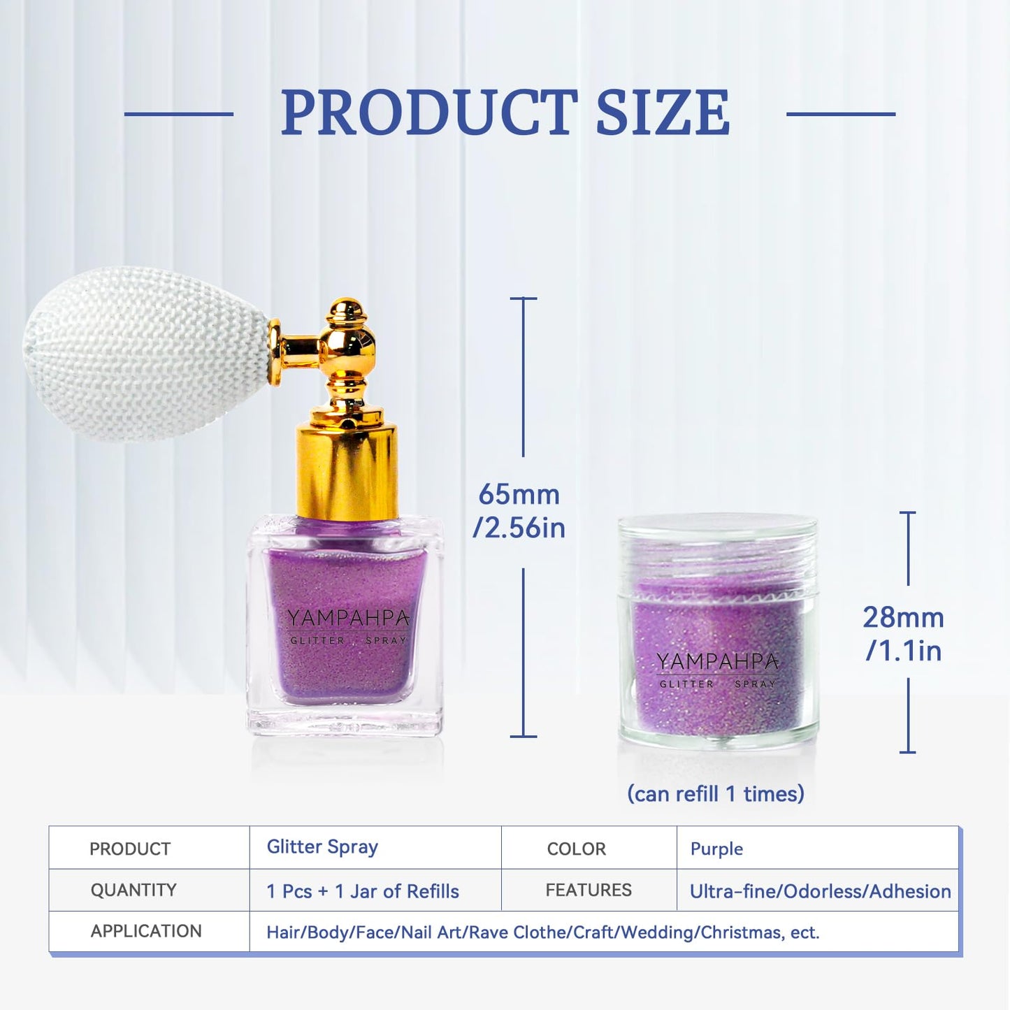 Body Glitter Spray, Purple Glitter Spray for Hair and Body, Include 1 Jar of Refills Beauty & Personal Care Yampahpa