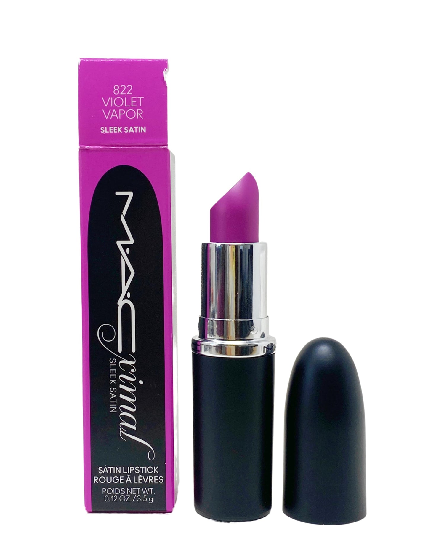 MAC Cosmetics Ximal Sleek Satin Lipstick - 822 Violet Vapor (Electric violet) 0.12 Oz / 3.5 g Beauty & Personal Care MAC