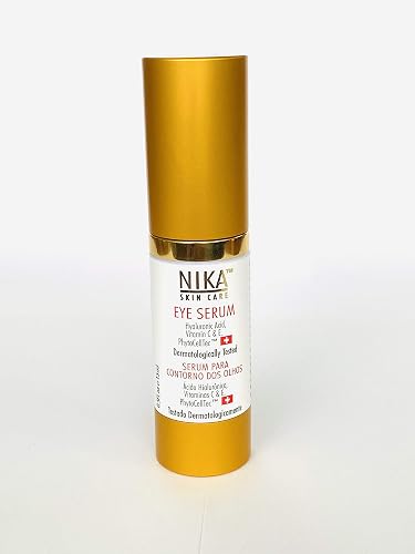 NIKA SKIN CARE Eye Serum - Day & Night Under-Eye Treatment with PhytoCellTec Swiss Apple Stem Cells | Vitamin C, E, Hyaluronic Acid & Caffeine | Beauty & Personal Care NIKA