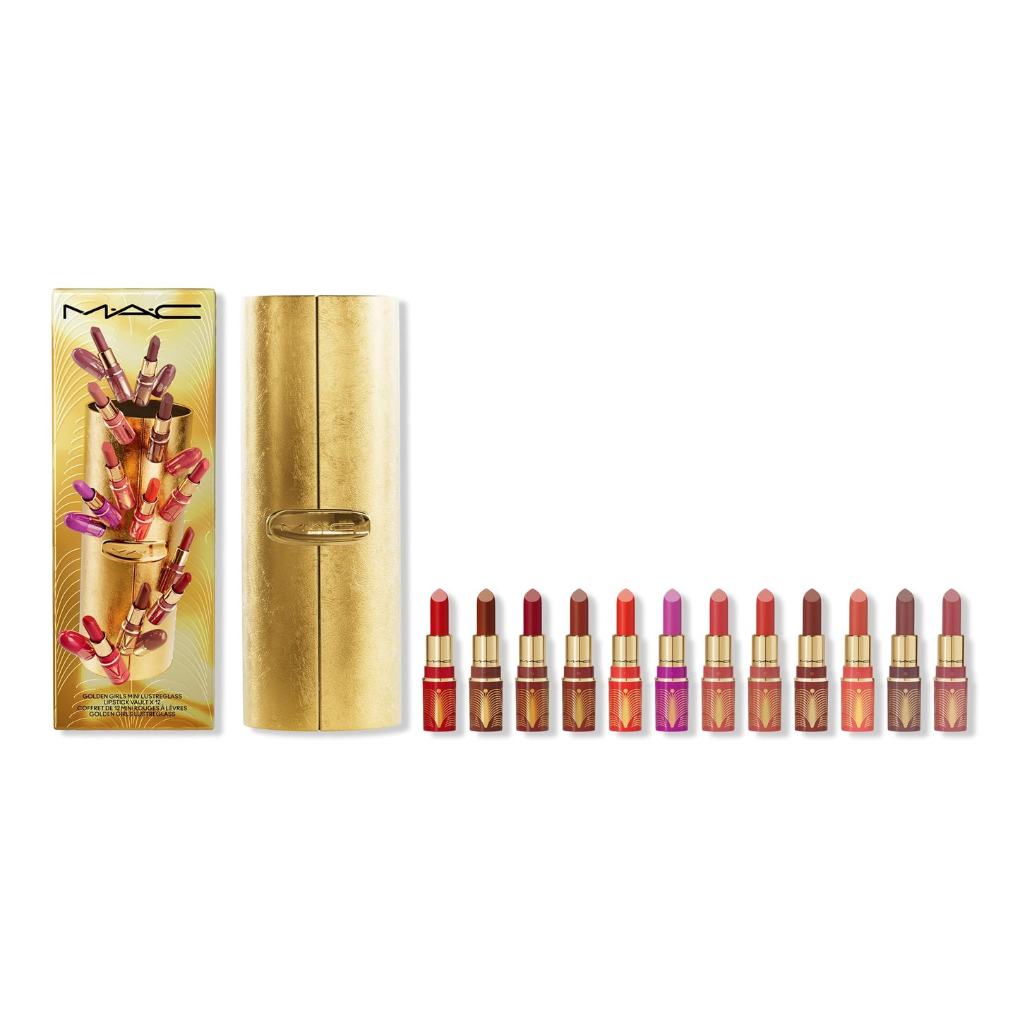 MAC Golden Girls Mini Lustreglass Lipstick Vault, 12 Piece Set Beauty & Personal Care MAC
