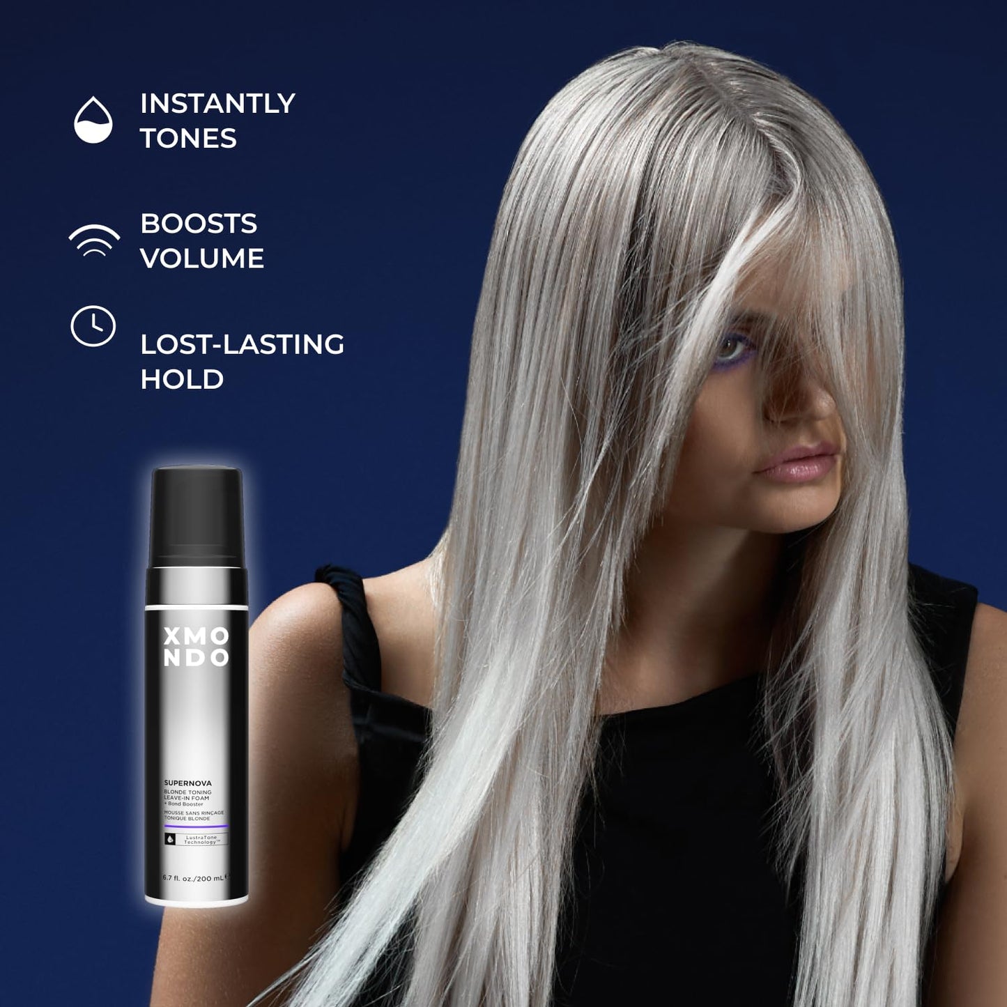 XMONDO Hair Supernova Blonde Toning Leave-In Foam, Vegan Formula Hair Toner Foam for Reducing Brassy and Yellow Tones on Blonde, Highlighted, and Gray Beauty & Personal Care XMONDO