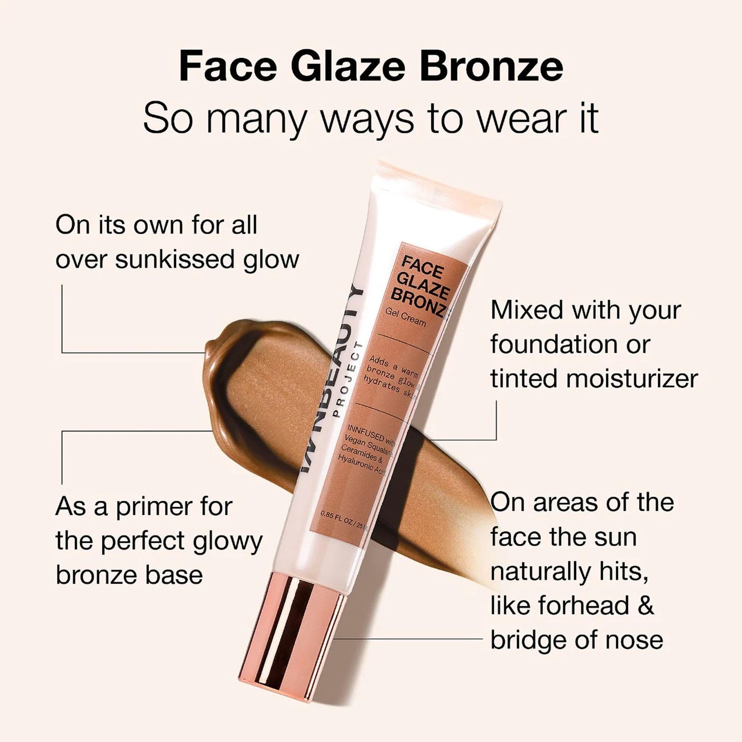 INNBEAUTY Project Face Glaze, Bronze Highlighting Cream, Skin Barrier Protect & Glow Moisturizer with Ceramides & Hydrating Actives, 0.85 OZ (25ml) Beauty & Personal Care Innbeauty Project
