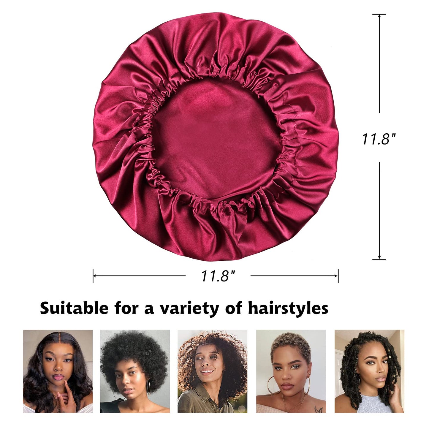 Silky Hair Bonnet Satin Head Wraps Sleep Cap for Frizzy Hair Girls Wine Red Beauty and Personal Care Alnorm