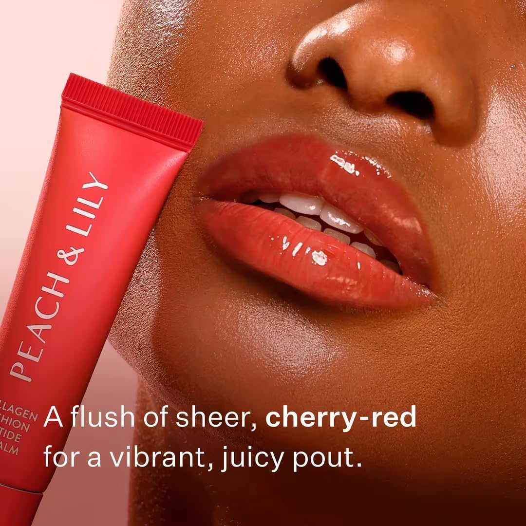 Peach & Lily Collagen Cushion Peptide Cherry Crush Lip Balm Beauty & Personal Care Peach & Lily