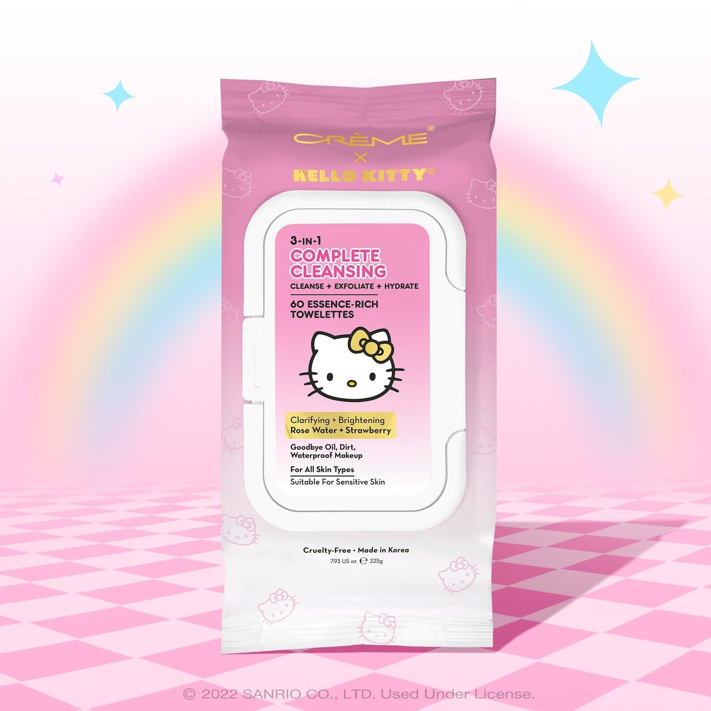 The Crème Shop x Hello Kitty 3-in-1 Complete Cleansing Towelettes - Rose Water & Strawberry - Cleanse, Refresh & Hydrate for Face and Body Beauty & Personal Care The Crème Shop