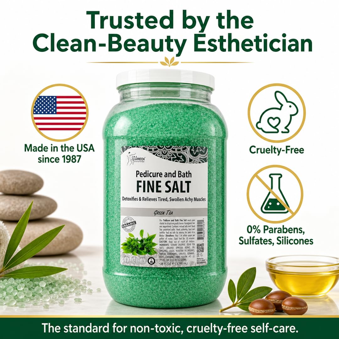 SPA REDI - Detox Foot Soak Pedicure and Bath Fine Salt, Green Tea, 128 Oz - Made with Dead Sea Salts, Argan Oil, Coconut Oil, and Essential Oil Beauty and Personal Care SPA REDI