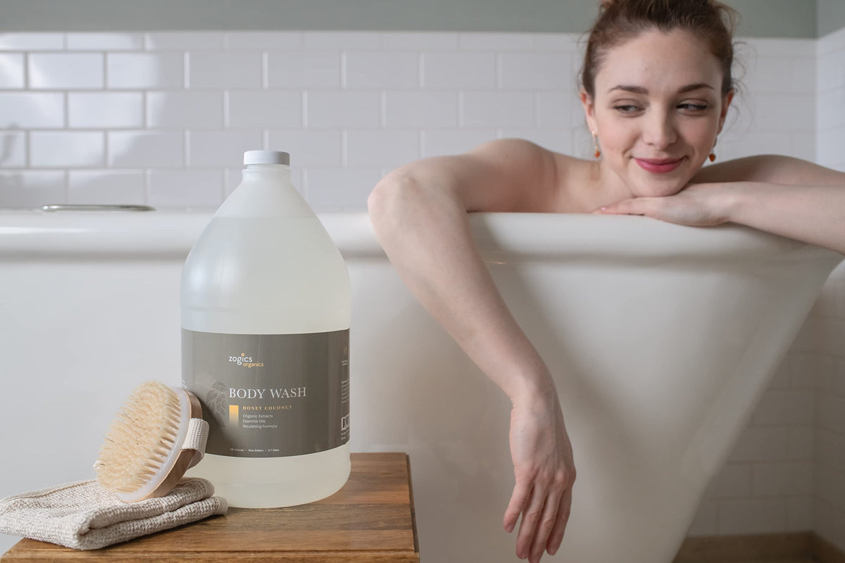 Zogics Organics Body Wash, Honey Coconut, 4 Gallon Case
