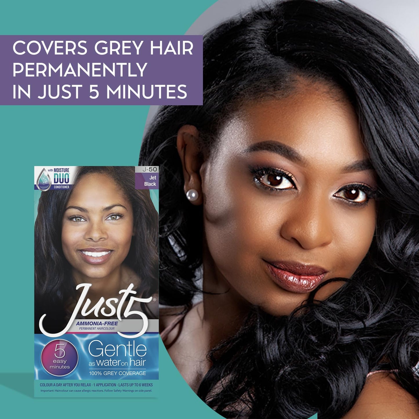 Just 5 Women's 5 Minute Permanent Hair Color with Conditioner, Grey Hair Coloring for Women - Black Beauty & Personal Care Just 5