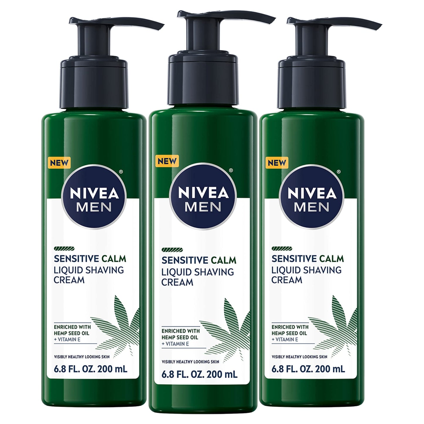 NIVEA MEN Sensitive Calm Liquid Shaving Cream with Vitamin E and Hemp Seed Oil, 3 Pack of 6.8 Fl Oz Pump Bottles Beauty & Personal Care NIVEA MEN