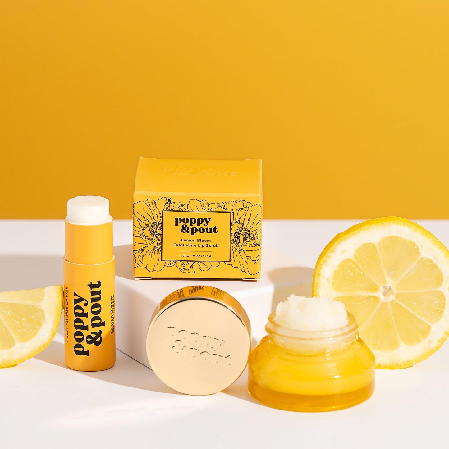 Poppy & Pout Lip Care Set - Lip Balm & Scrub - Sustainable Cardboard Tubes & Glass Jars, All Natural, Beeswax, Coconut Oil, Cruelty Free, Exfoliating Beauty and Personal Care Poppy & Pout