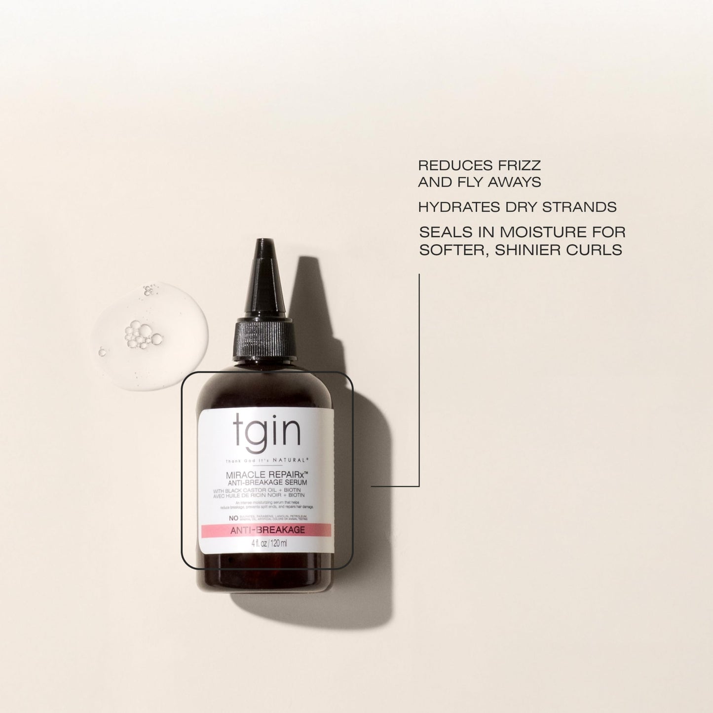 tgin Miracle RepaiRx Anti-Breakage Serum Daily Moisturizer, for Curly, Coily and Wavy Hair, Nourishes and Moisturizes Dry Hair and Scalp, 4 oz Beauty & Personal Care Thank God It's Natural
