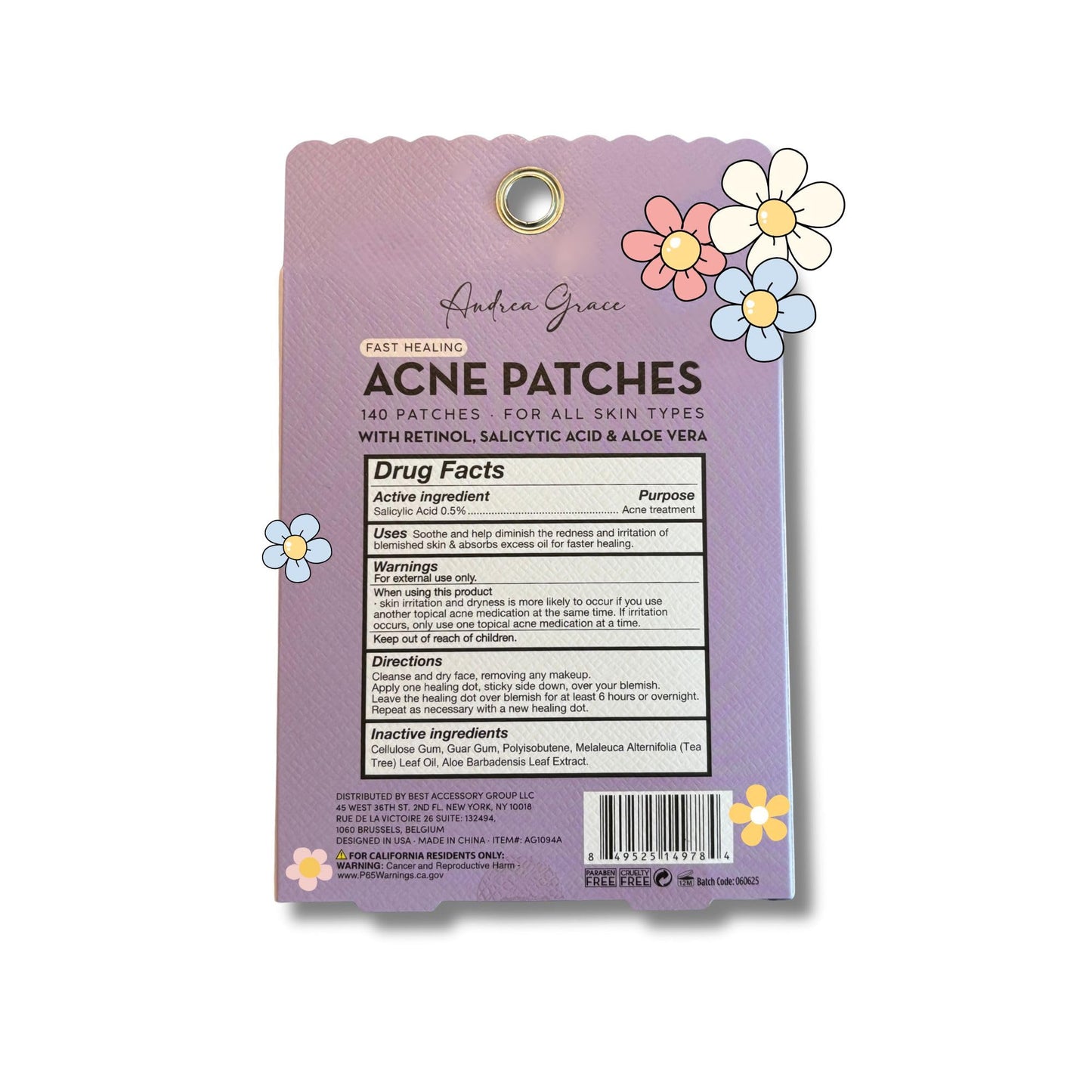 Andrea Grace Pimple Patches Cute Acne Patches for Face (140 Patches) with Hydrocolloid, Tea Tree Extra & Salicylic Acid, Colorful Fun Designs - Pimple Beauty & Personal Care Andrea Grace