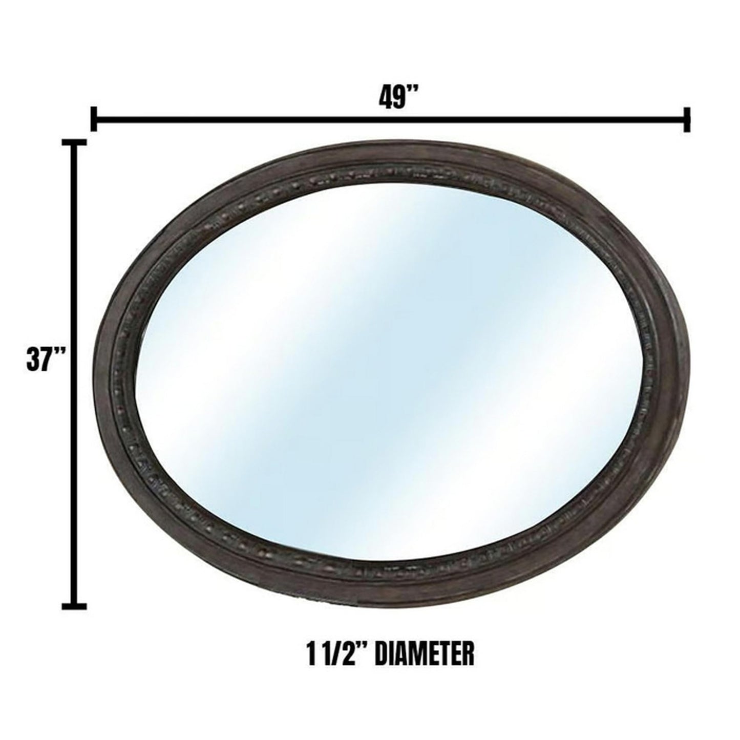 Benjara Benzara Oval Wall Mountable Beveled Mirror, Brown, Beauty and Personal Care Benzara