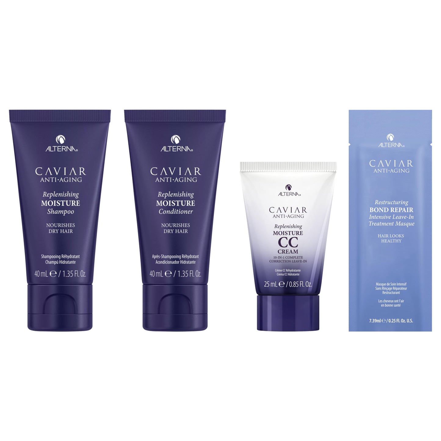 Alterna Haircare CAVIAR Anti-Aging Replenishing Moisture Trial Kit - Shampoo, Conditioner, Leave-In CC Cream | For Dry, Brittle Hair | Protects Beauty & Personal Care Alterna