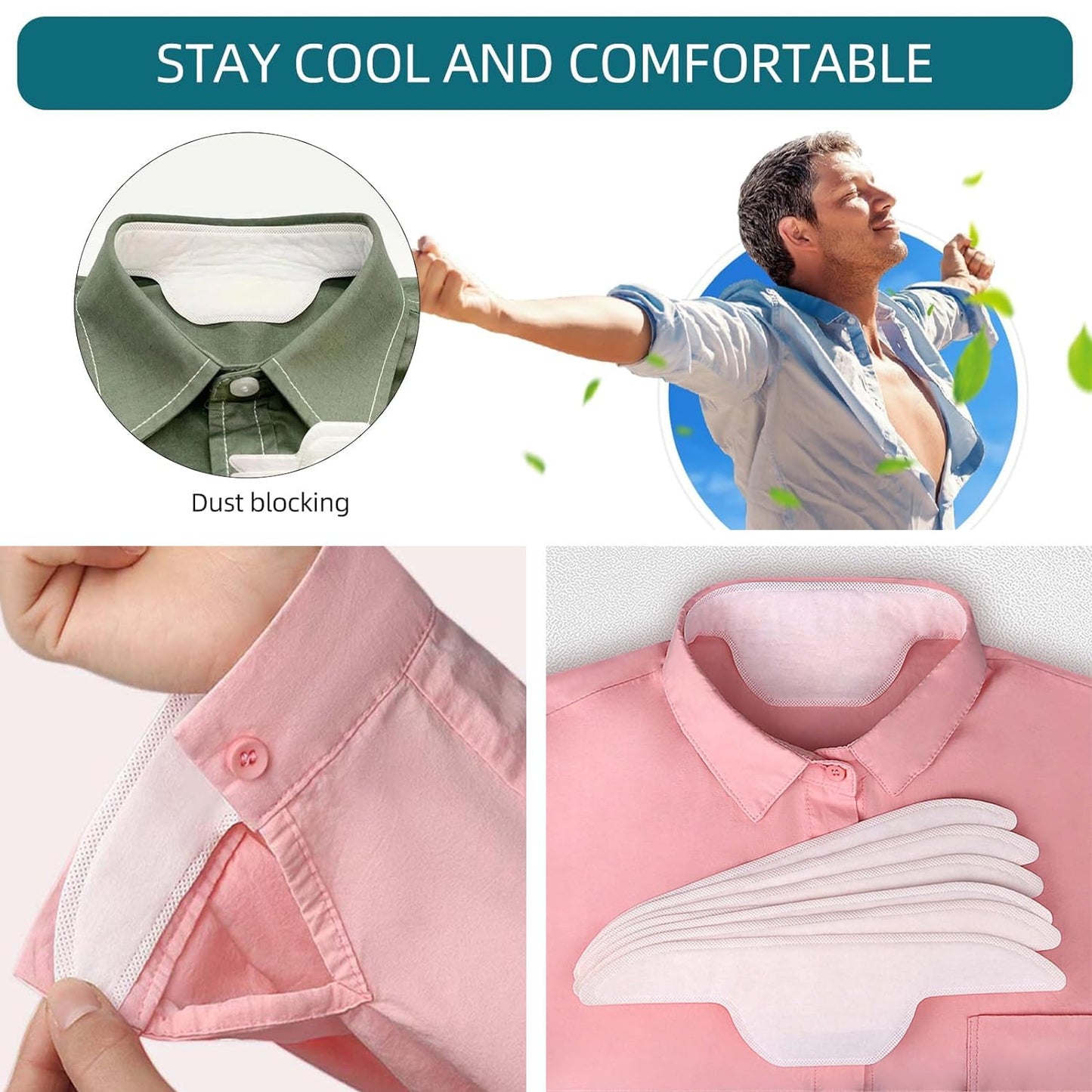 AKOAK 10 Pcs Shirt Neck Pad, Disposable Absorbent Perspiration Collar Stickers, Invisible Collar Protector, Absorbent and Antiperspirant Stickers Keep Beauty and Personal Care AKOAK