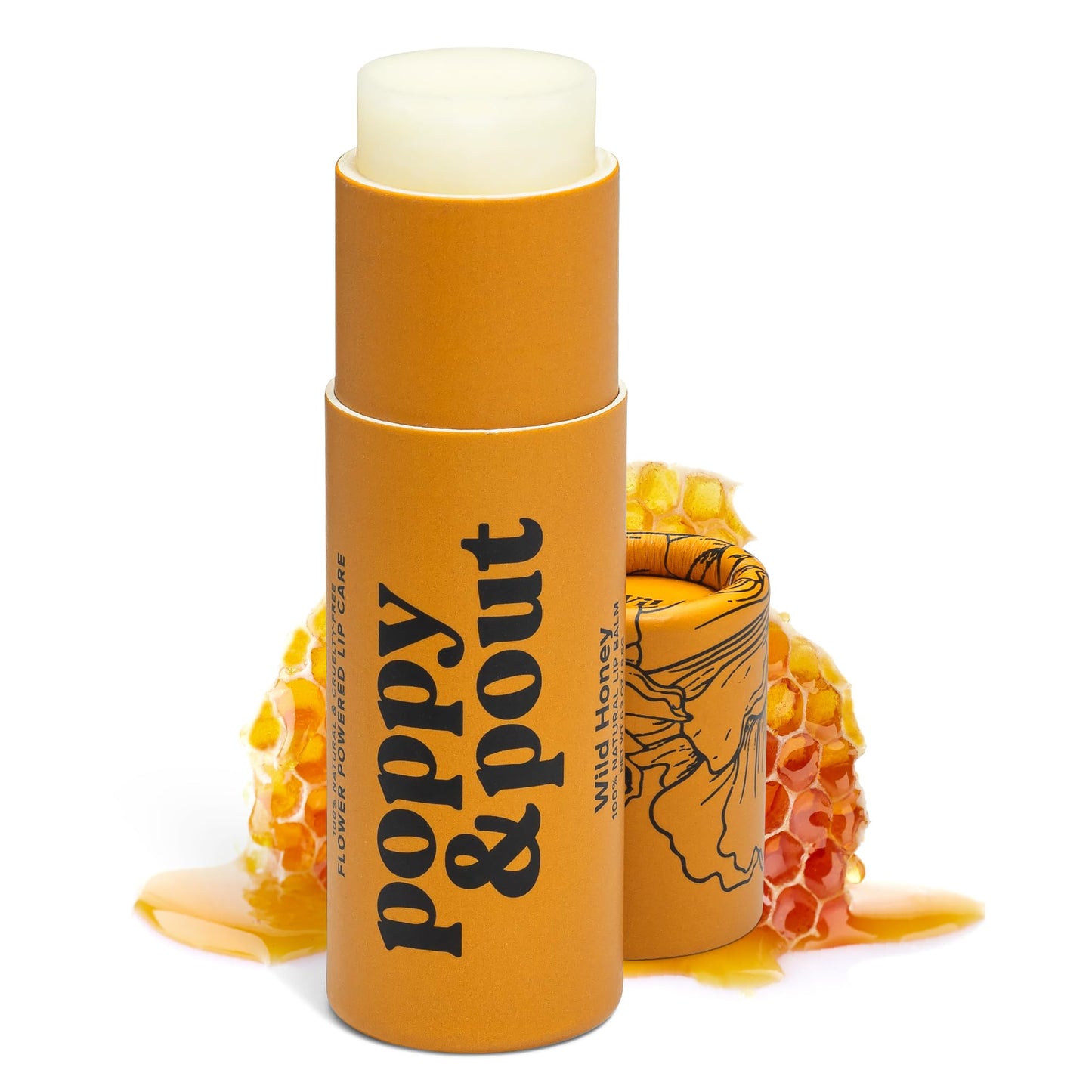 Poppy & Pout Wild Honey Jumbo Lip Balm | All Natural Lip Balms & Moisturizers | Hydrates with Beeswax, Vitamin E, Organic Coconut Oil | Cruelty-Free | Beauty & Personal Care Poppy & Pout