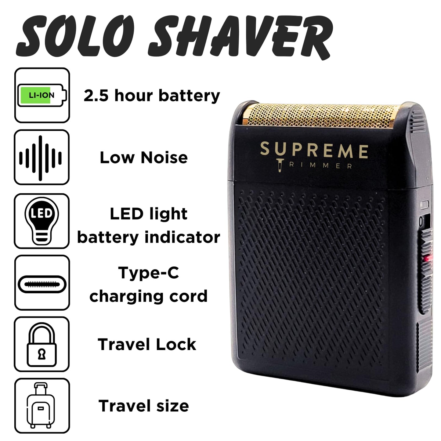 Supreme Trimmer Solo Single Foil Shaver for Pocket - 150 Min Runtime Cordless use, Powerful USB-C Mini Travel Razor for Professional & Home use Beauty and Personal Care Supreme Trimmer