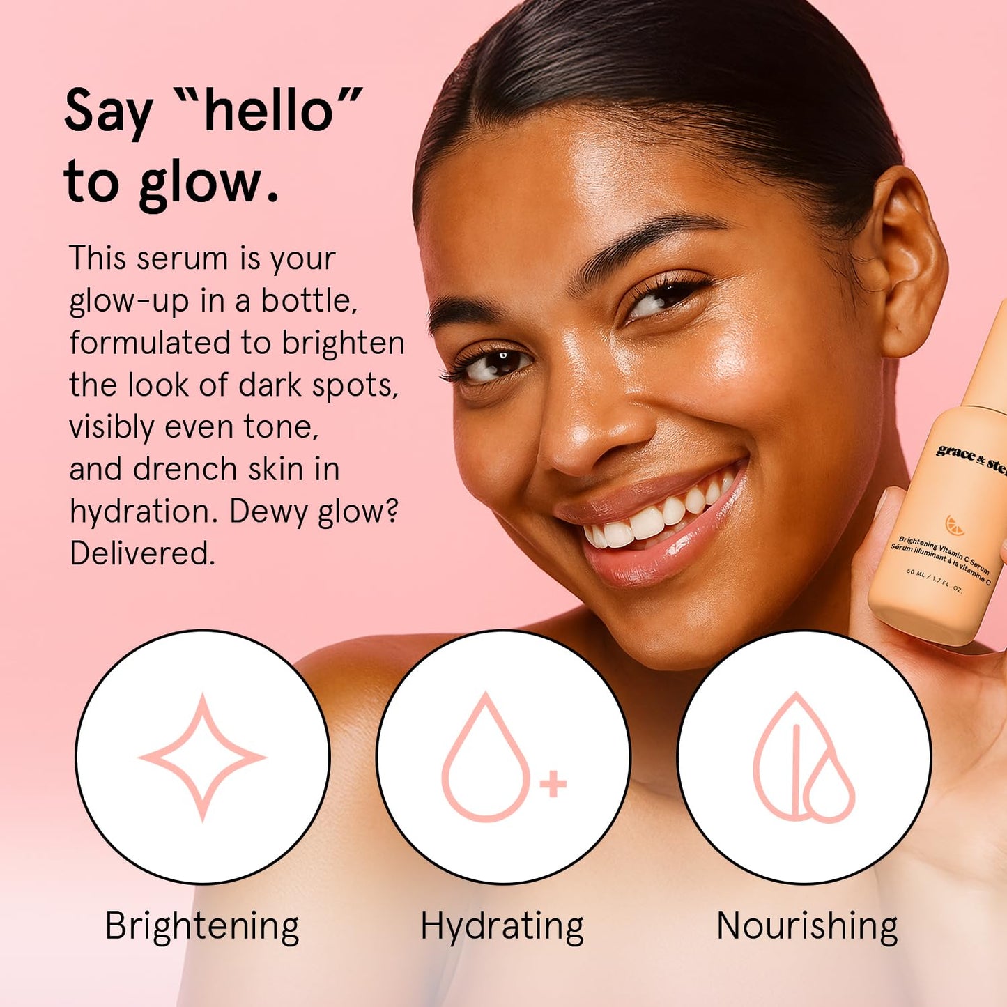 grace & stella Vitamin C Serum for Face (50ml /1.7 fl oz)- Brightening Vitamin C for Face with Hyaluronic Acid Serum To Reduce Dullness & Dark Spots Beauty & Personal Care grace & stella