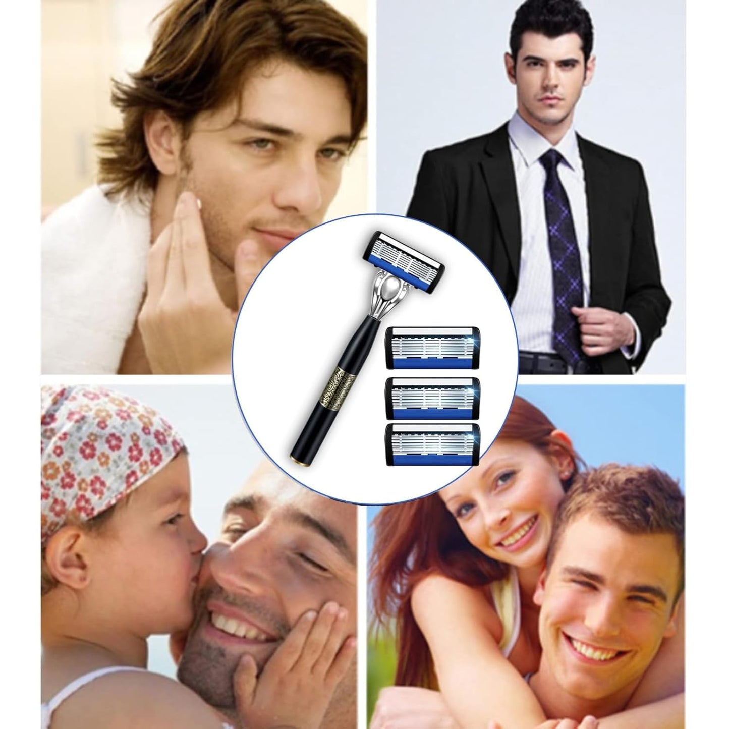Upgrade 7-Blade Razor for Men, Handle & 3 Refills, Dual Lubrication & Precision Trimmer, Comfortable Shave -1 Razor + 12 Blades Beauty and Personal Care GAHQB