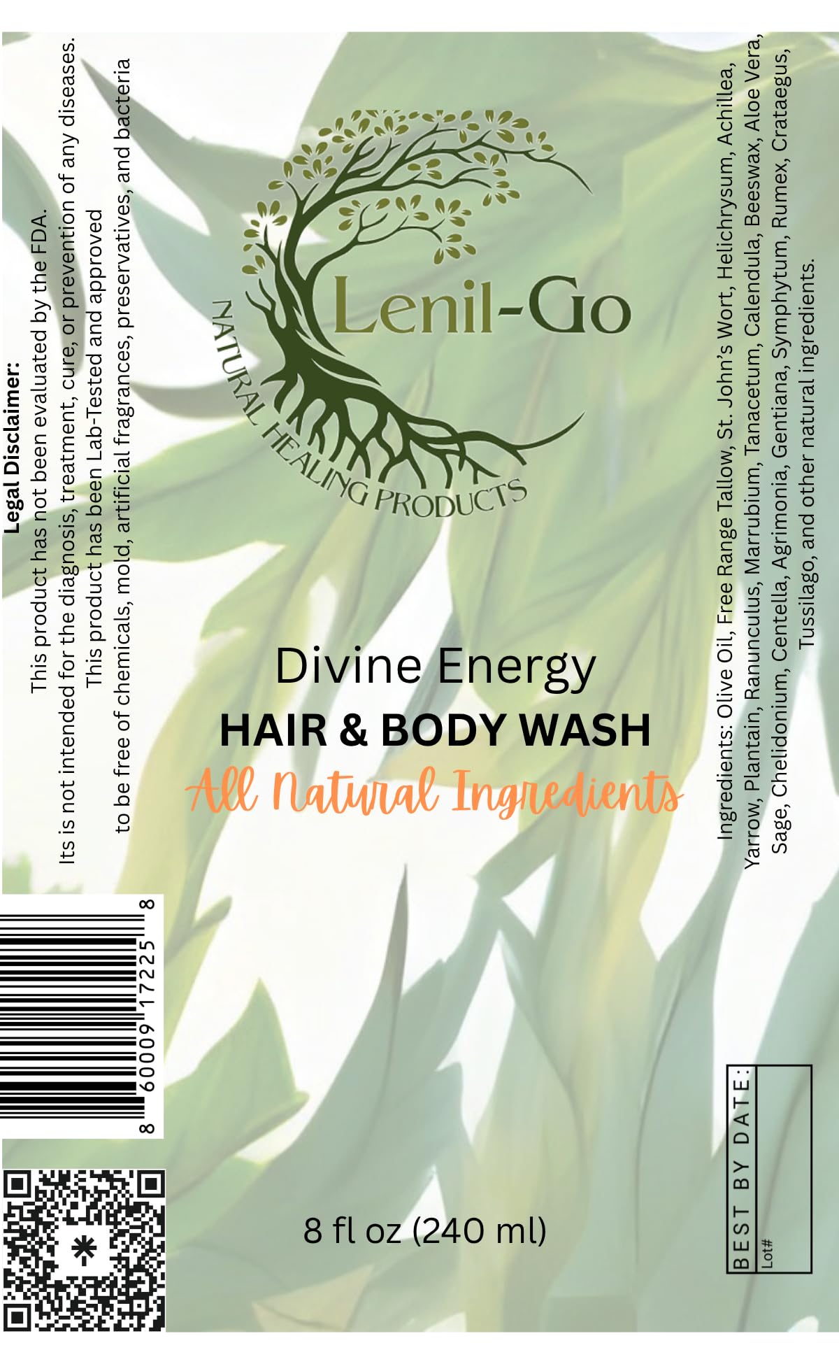Lenil-Go Divine Energy Hair & Body Wash 8.oz Beauty & Personal Care Lenil-Go