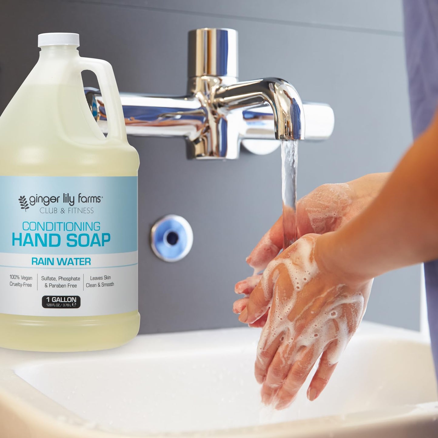 Ginger Lily Farms Club & Fitness Conditioning Liquid Hand Soap Refill, 100% Vegan & Cruelty-Free, Rain Water Scent, 1 Gallon (128 fl oz) Beauty & Personal Care Ginger Lily Farms