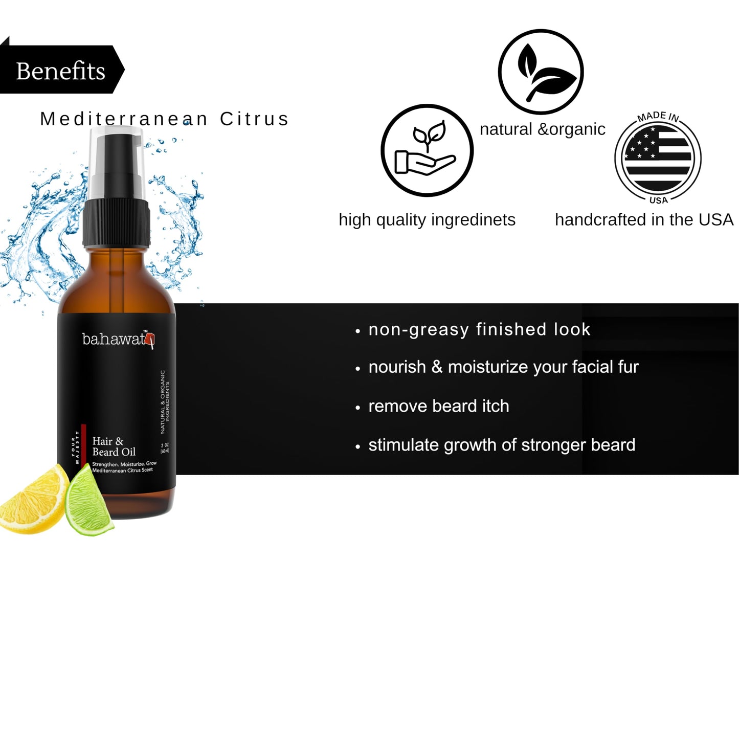 BAHAWAT: Premium Beard Oil Conditioner & Softener - Your Majesty- 2 ounce - Beard Itch and Dry Skin Relief - Handcrafted from Natural Ingredients Beauty & Personal Care BAHAWAT