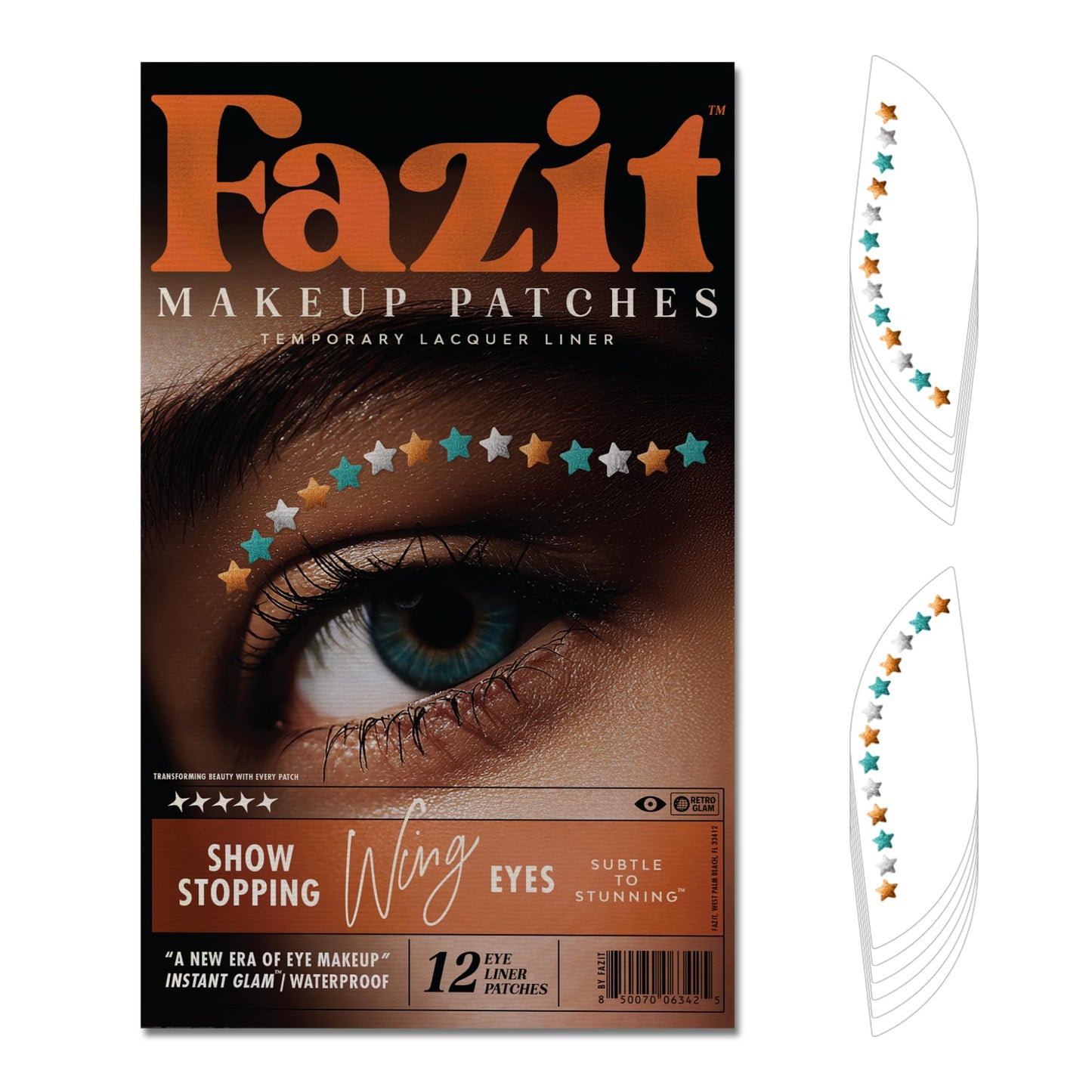 Fazit Makeup Patches - Show Stopping Wing Eyes - Glow Up Make-Up Patches - Cute Glitter Makeup Accessories For Women - Cosmetic Glitter For Face Beauty & Personal Care Fazit