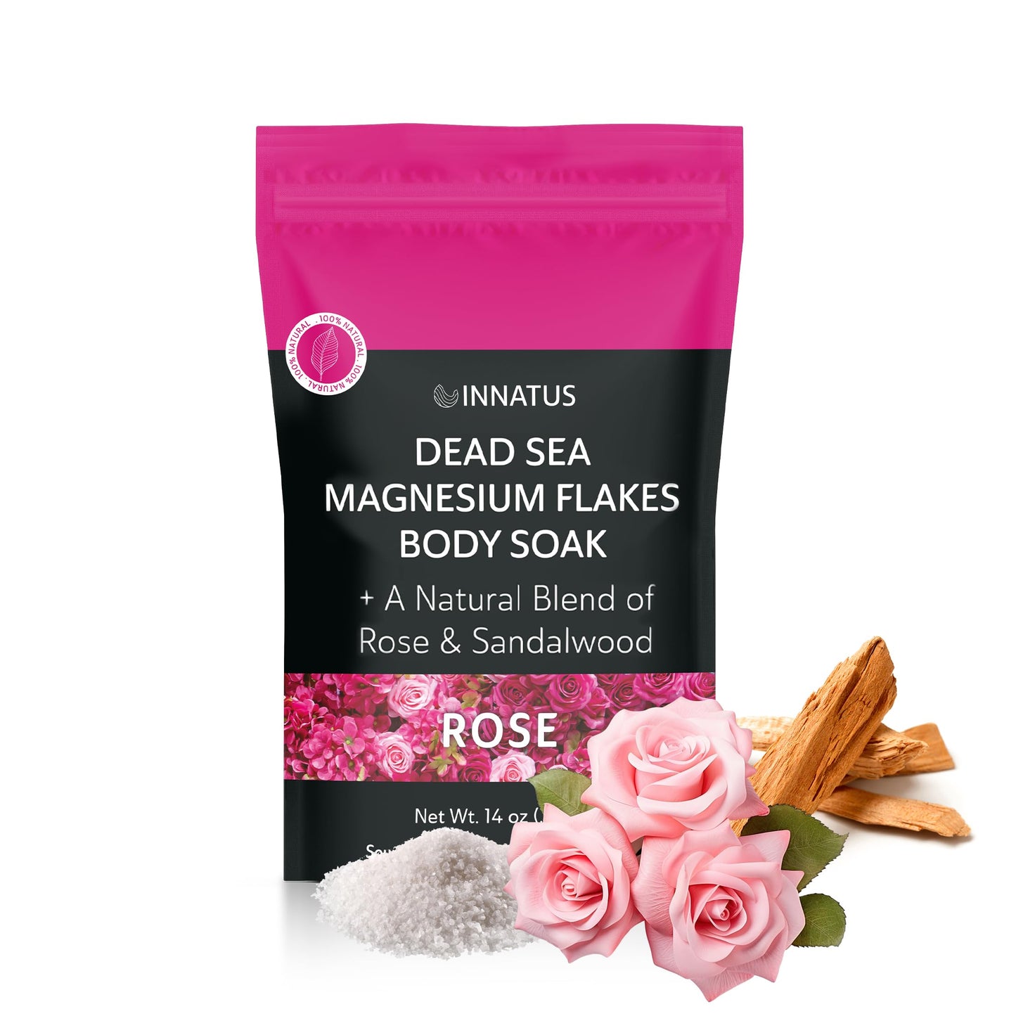 Luxury Dead Sea Spa Gift Set - Bath Salt, Magnesium Flakes, Pillow & Linen Spray, and Mud Mask - Rose & Sandalwood Aromatherapy Kit for Relaxation Beauty and Personal Care INNATUS
