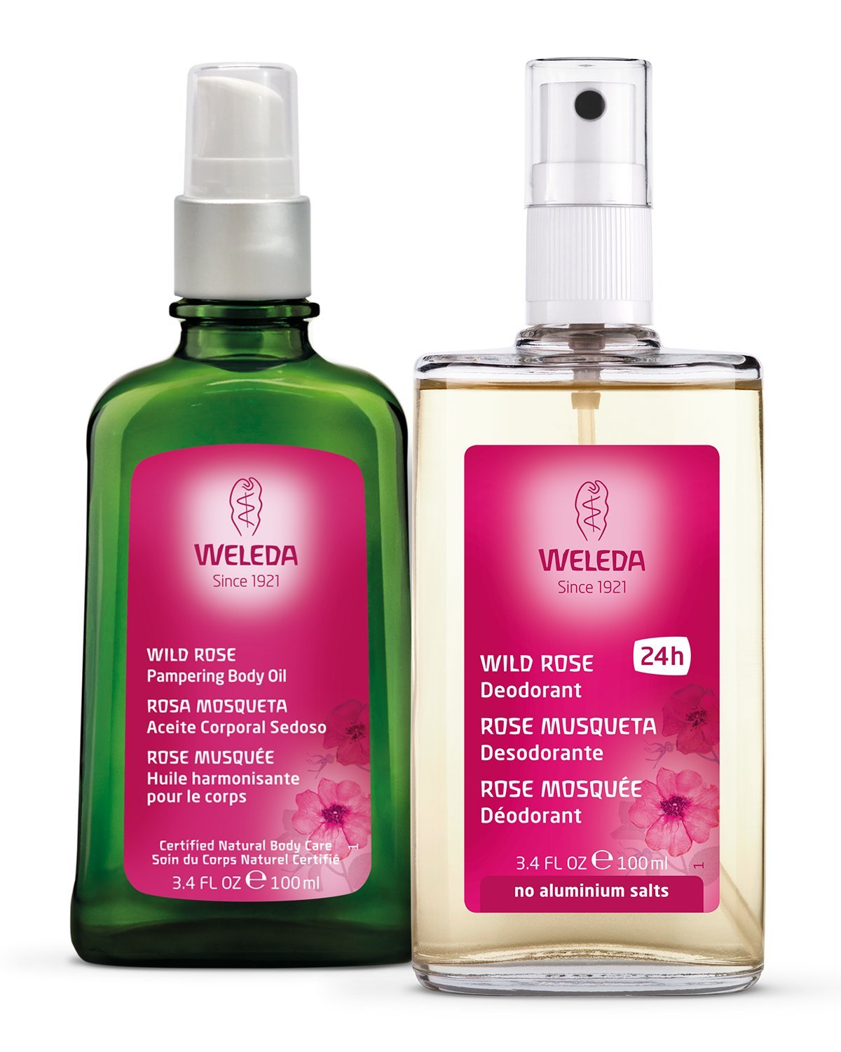 Weleda Wild Rose Body Oil and Deodorant Duo, 3.4 Fluid Ounce (Pack of 2), Plant Rich Skin Pampering Set with Wild Rose Oil Beauty and Personal Care Weleda