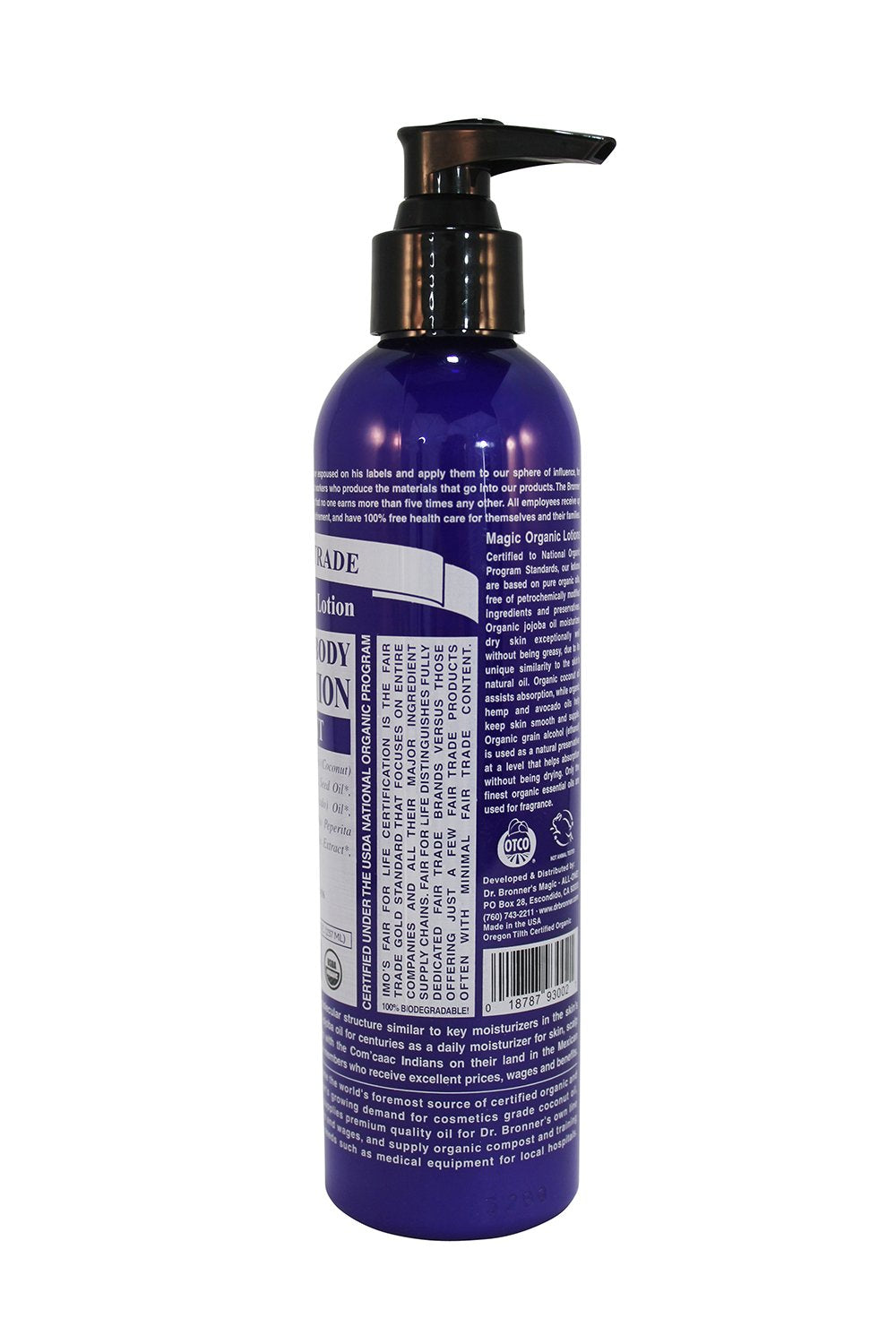 Dr. Bronner's & All-One Organic Lotion for Hands & Body, Peppermint, 8-Ounce Pump Bottles (Pack of 2) Beauty & Personal Care Dr. Bronner's